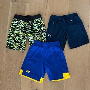 Under Armour Kids' Shorts Trio - Camo, Navy, Blue with Yellow